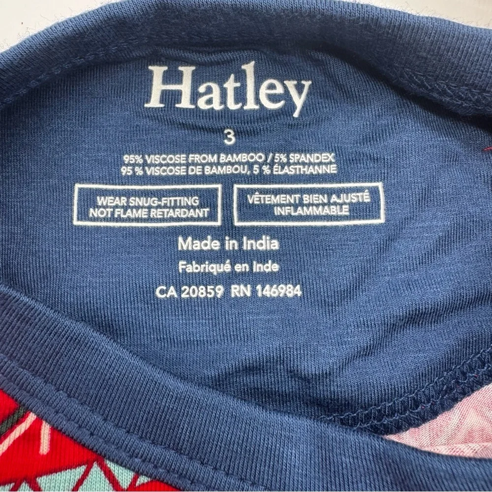 Hatley Bamboo Red/Navy Festive Frenchie Bulldog Dog Kids‎ Pajama Set, 3